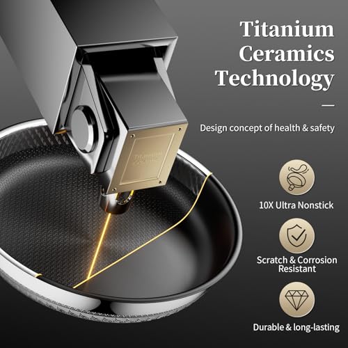 Nonstick Titanium Ceramics Stainless Steel Frying Pan Set