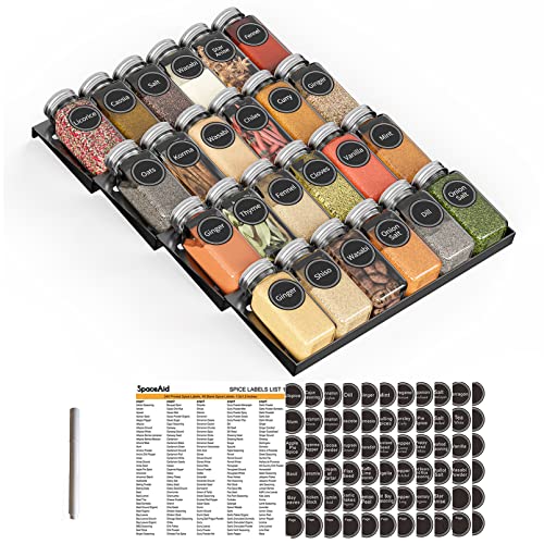 Spice Drawer Organizer with 24 Spice Jars