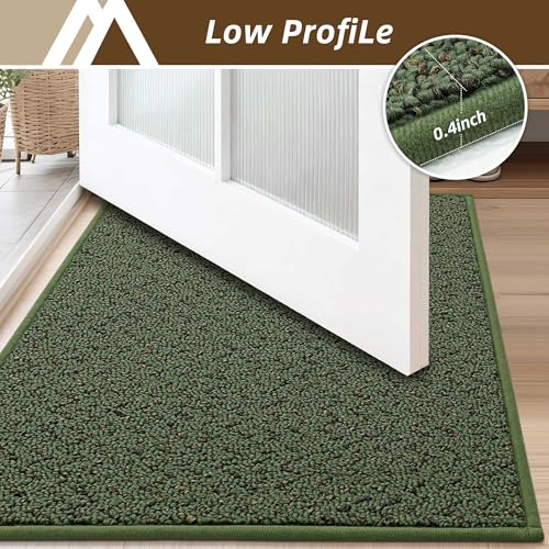 Dirt Trapper Door Mat 17"x60" Non Slip Washable Green