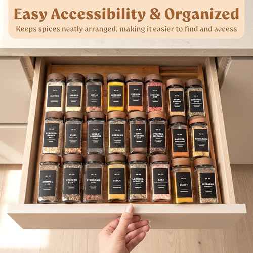 Carbonized Bamboo Spice Drawer Organizer