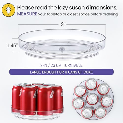 2 Pack 9 Inch Clear Acrylic Lazy Susan 360° Turntable Organizer Spice Rack (2 Count)