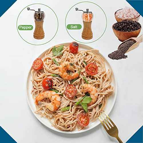 Salt and Pepper Grinder Set Wooden Manual Salt Pepper Mill Set 2pcs 6inch
