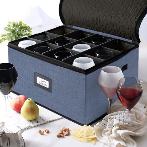 Wine Glass Storage Box with Dividers