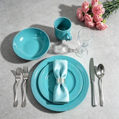 HomeVSS 16 PC Pearl Dots Stoneware Dinnerware Set