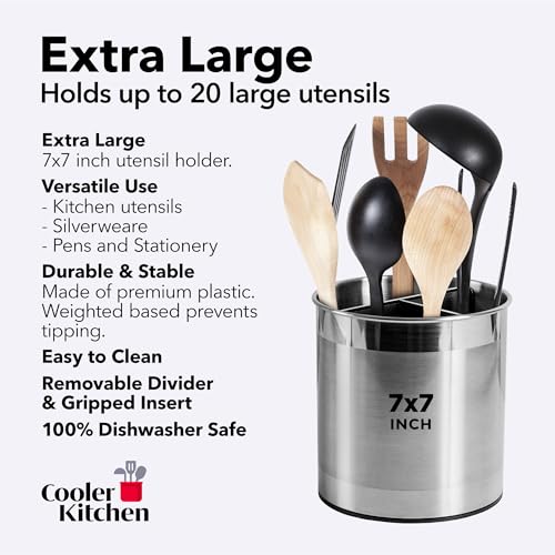 Rotating Extra Large Stainless Steel Utensil Holder Caddy with Sturdy No