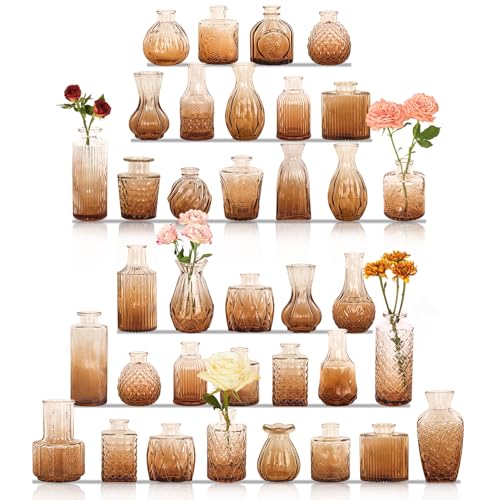 Set of 36 Glass Bud Vases Small Flower Vases for Centerpieces (36 Count)