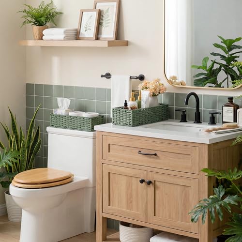Wicker Toilet Paper Basket for Sage Green Bathroom Decor