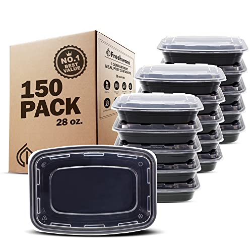 Meal Prep Containers [150 Pack] 1 Compartment Food Storage Containers with Lids (150 Count)