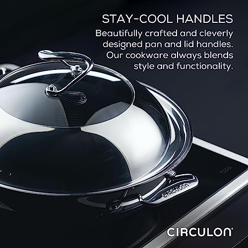 Clad Stainless Steel Induction Frying Pan and Wok Set with Hybrid SteelShield and Nonstick Technology (4 Count)