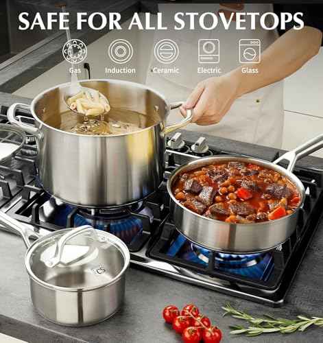 Stainless Steel Cookware Set 17 Piece with 5 Layer Base