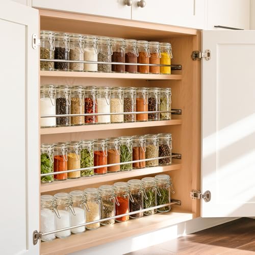 Small Glass Spice Jars with Airtight Lids 4oz 6 Pack with Labels (6 Count)