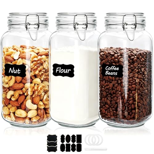 78oz Glass Storage Jars with Airtight Lids Set of 3