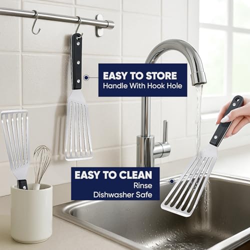 Newness Metal Fish Turner Spatula Stainless Steel for Kitchen Use