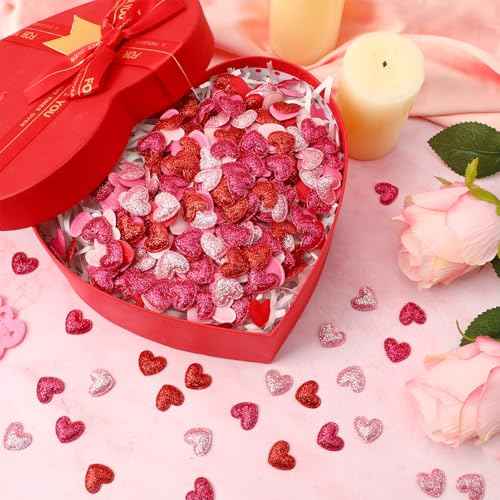 500 Pcs Red Rose Pink Valentine's Day Confetti Glitter Decor (500 Count)