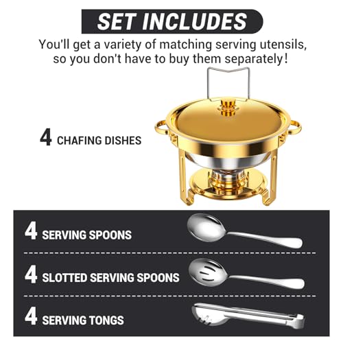 Round Chafing Dishes for Buffet 5 Qt (4 Count (5 Qt each))