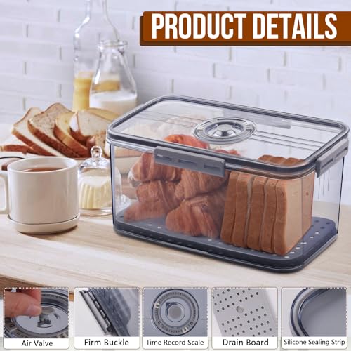 2Pcs Bread Box Bread Boxes for Kitchen Counter Airtight (2 Count)
