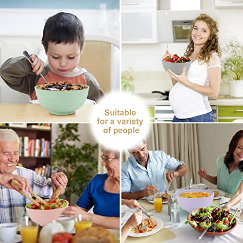 Wheat Straw Bowls Set 60 OZ Unbreakable Large Cereal Bowls Set of 6 Microwave and Dishwasher Safe Bowls Big Bowls for Dorm and Apartment BPA Free Soup Bowl for Serving Oatmeal and Salad Etc… (6 Count)