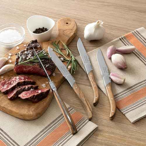 Laguiole Connoisseur Set of 4 Olive Wood Steak Knives
