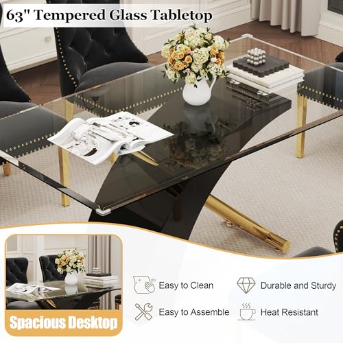 7 Piece Glass Dining Table Set for 6