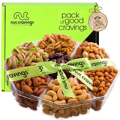 Mixed Nuts Gift Basket + Green Ribbon (35.2 Ounce)