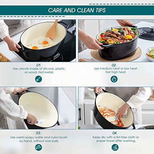 9.3 Qt Oval Enameled Cast Iron Dutch Oven with Lid