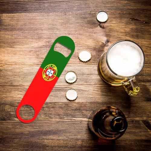Portugal Flag Stainless Steel Bottle Opener Red Green Gold Europe Country Sign Patriotic Ensign Flat Beer Bottle Opener Keychain for Home Kitchen Bar Restaurant Party Birthday Gift
