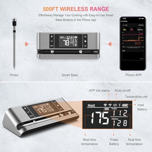 Wireless Smart Meat Thermometer with Dual