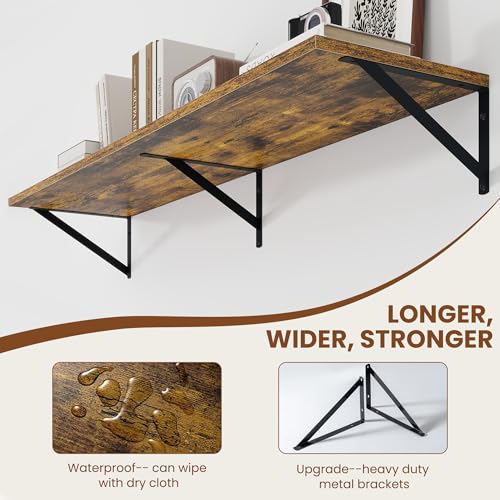 44W x 12D Deep Floating Shelves Set of 2 Rustic Brown (2 Count)