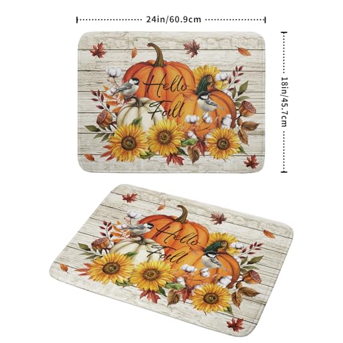 Hello Fall Dish Drying Mat Autumn Pumpkin Dish Drainer Rack Mats 18"x24" Fast Dry Microfiber Dish Drying Pad for Kitchen Countertop Table
