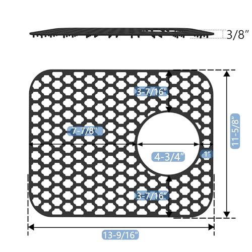 2 Pack Silicone Sink Protector Mat for Kitchen Sink Rear Drian Black
