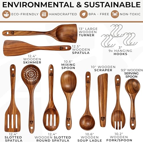 Wooden Spoons for Cooking 10 Pcs (10 Count)
