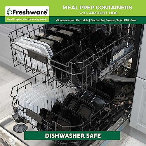 Meal Prep Containers [50 Pack] 2 Compartment with Lids (50 Count)
