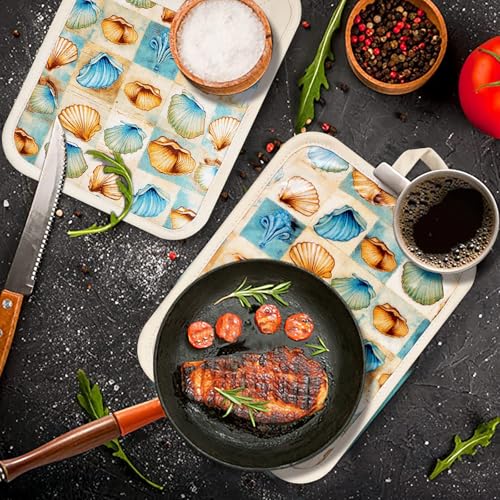 Pot Holders Set of 2 Heat Resistant 480 ℉Non Slip Clear Silicone Printed Comfortable Cotton Lining Kitchen Women Men Cooking Baking Microwave Machine Washable (32 Ounce)