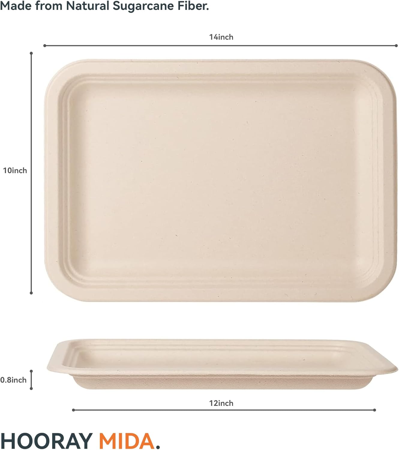 100 Pack 14 Inch Disposable Paper Food Trays for Serving Food, 100% Compostable Heavy-Duty Party Platters, Large Paper Plates for Crawfish Boil Party Supplies, Lobster, Thanksgiving