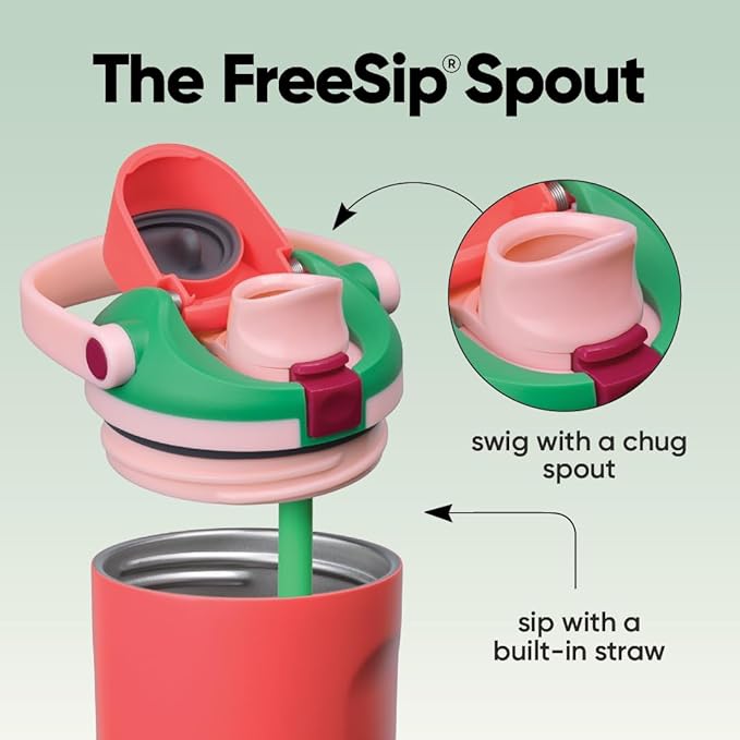 Owala FreeSip Sway Insulated Stainless Steel Water Bottle with Two-Way Spout, Built-In Straw and Bucket Handle, Made for Travel, School, and Sports, 40oz, BPA Free, Leak Proof, Strawberry Fields