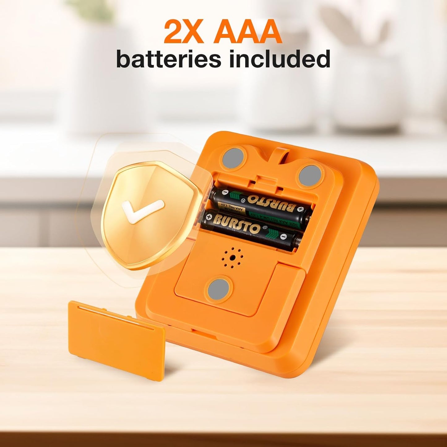 Digital Dual Kitchen Timer, 3 Channels Countdown Triple Timer for Cooking, Magnetic Memory-Preset Large-Display Adjustable Alarm Volume, Multi Times Management, 3A Battery Included, Blue