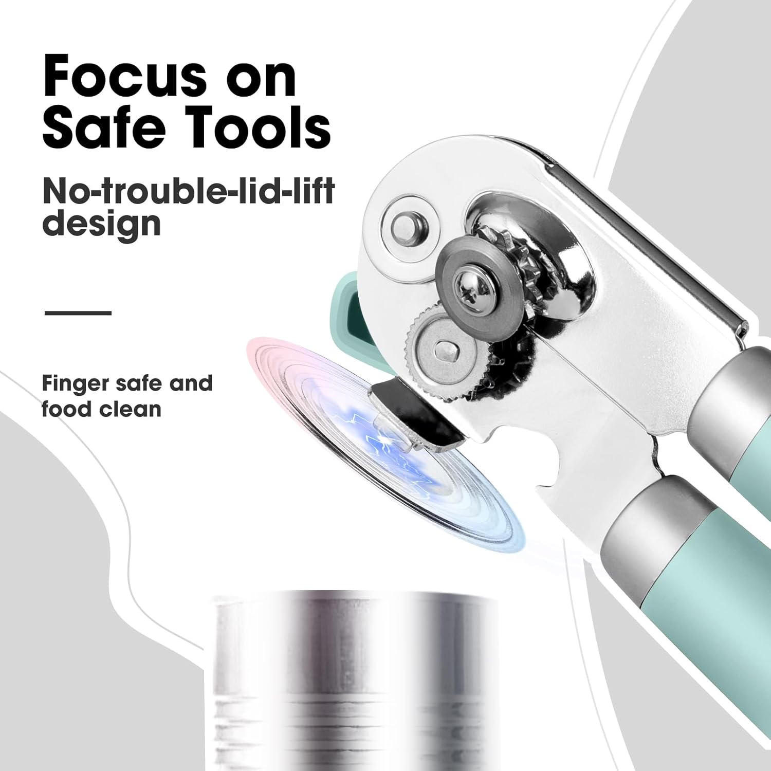 Beneno Can Opener Manual with Magnet, Hand Held Heavy Duty Can Opener with Durable Sharp Blade Smooth Edge, Big Effort-Saving Knob, Soft Grip Rubber Handle, Multifunctional Bottle Opener, Mint - Culinary Roots