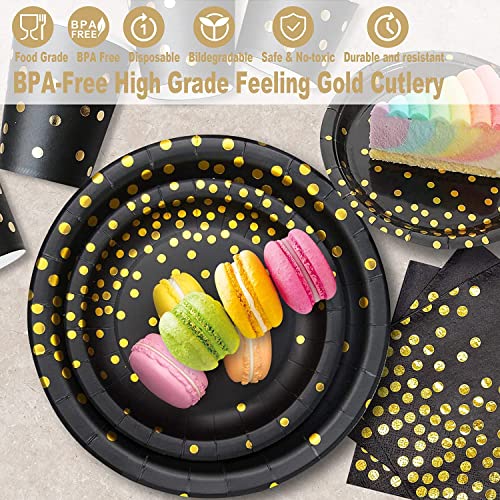 Black Gold Paper Plates Set (175 Count)