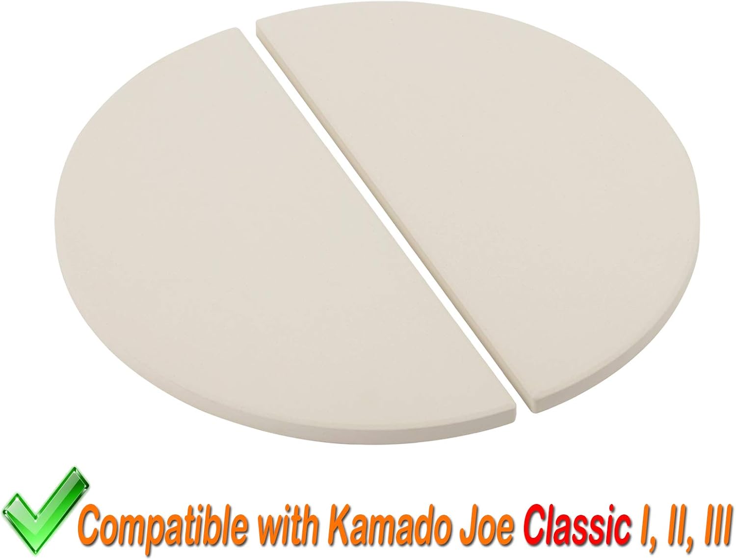 BBQ Future Ceramic Heat Deflector Plates for Kamado Joe Classic I, II, III，Half-Moon 2-Pack, White - Culinary Roots