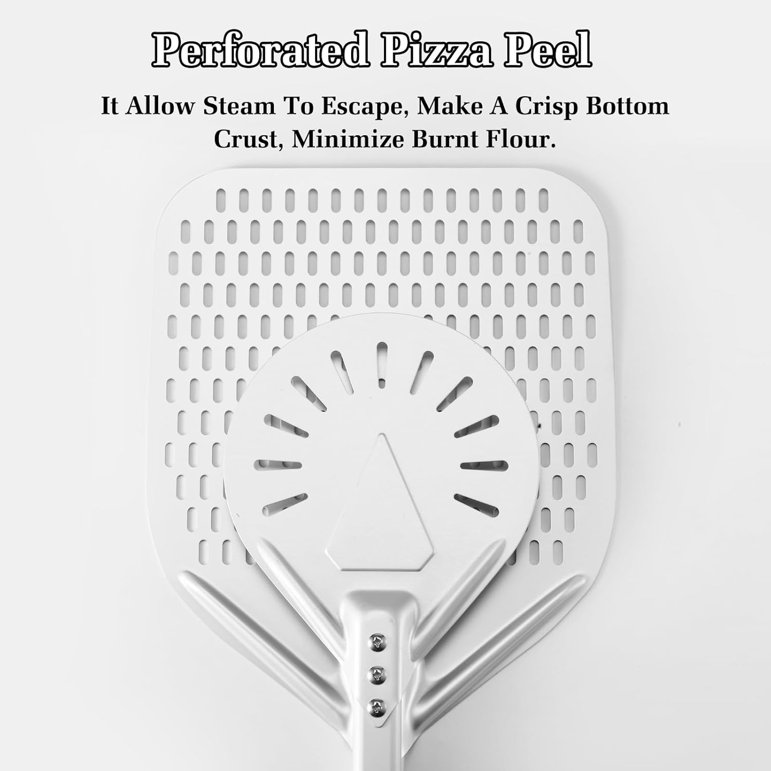 14 Inch + 7 Inch Perforated Pizza Peel Set, Pizza Turning Peel with Metal Handle, Pizza Spatula Paddle for Homemade Pizza Oven Accessories - Culinary Roots