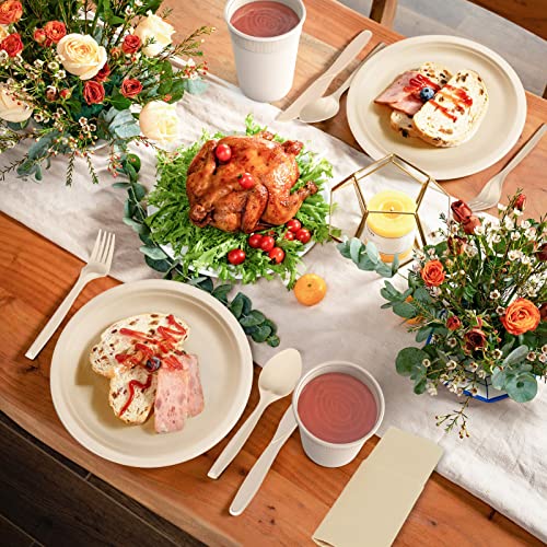 Compostable Paper Plates Napkins Set 250pcs Disposable Plates