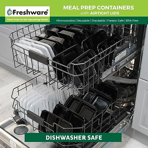 Meal Prep Containers [15 Pack] 2 Compartment with Lids (15 Count)