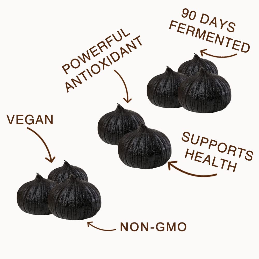 Orgnisulmte Peeled Black Garlic Cloves Fermented for 90 Days,Ready to Eat Non-GMO 7.05 Oz - Culinary Roots