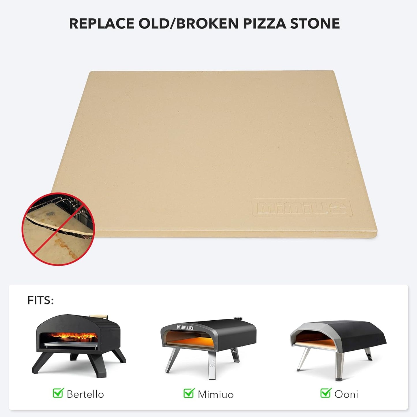 Pizza Stone for Oven and BBQ Grill, 13 inch Square Bread Baking Stone, Heavy Duty Large Ceramic Pizza Pan for Baking Pie Cookie and Cheese - Culinary Roots