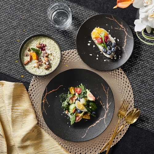 24 Piece Matte Crackle Dinnerware Sets
