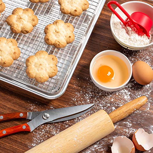 Set of 2) Stainless Steel 12" x 17" Baking & Cooling Racks (Fits Half Sheet Pan) - Cookie Baker's Oven Wire Rack (2 Count)