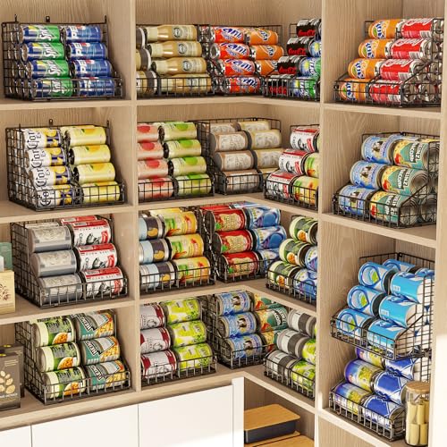 6 Pack Stackable Can Organizer for Pantry with Adjustable Dividers (6 Count)