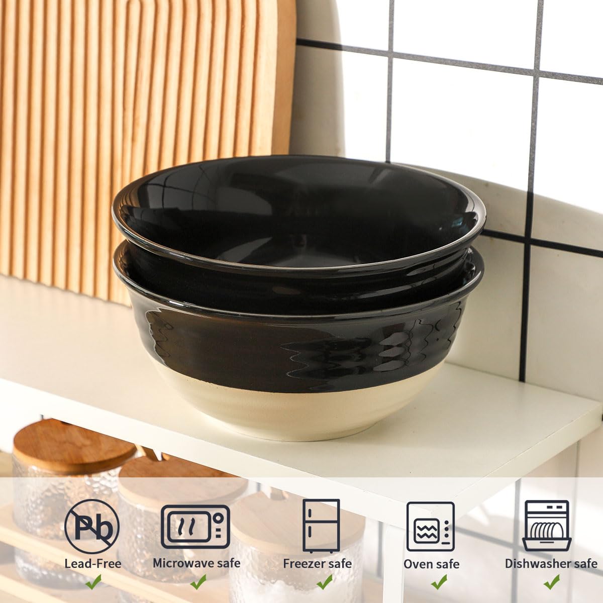 Large Porcelain Serving Bowls Set of 2 (2 Count)
