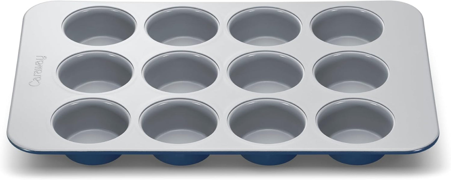 Caraway Non-Stick Ceramic 12-Cup Muffin Pan - Naturally Slick Ceramic Coating - Non-Toxic, PTFE & PFOA Free - Perfect for Cupcakes, Muffins, and More - Navy - Culinary Roots