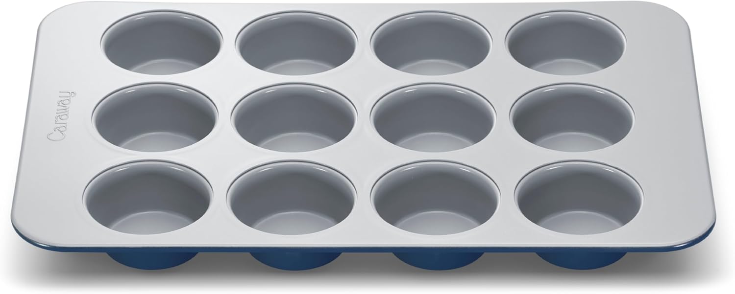Caraway Non-Stick Ceramic 12-Cup Muffin Pan - Naturally Slick Ceramic Coating - Non-Toxic, PTFE & PFOA Free - Perfect for Cupcakes, Muffins, and More - Navy - Culinary Roots